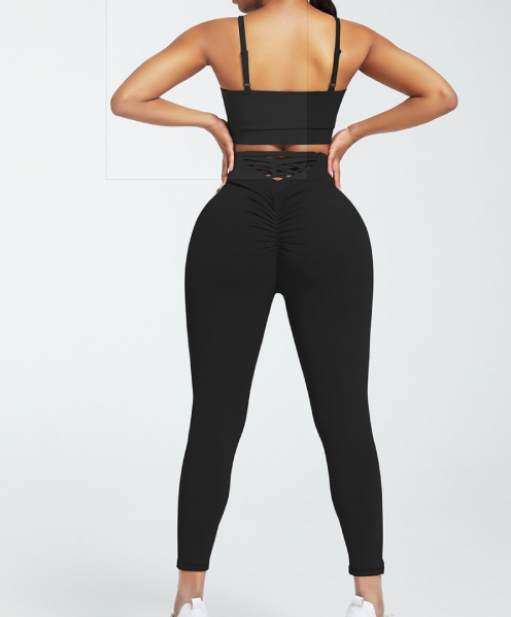 Black Seamless Sports Bra and High Waist Legging Set